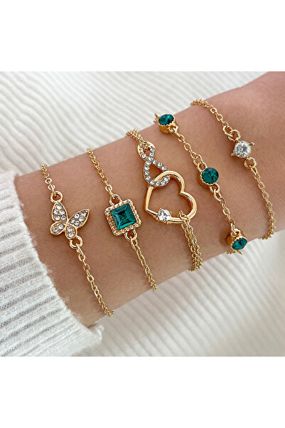 Choice S1205HB 5 قطع/مجموعة من أساور معدنية مجوفة مزينة بأحجار الراين على شكل...