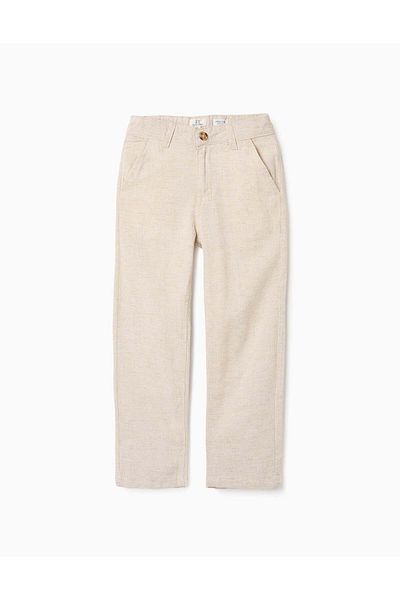 Ziddy Chino Linen Trousers for Boys 'Slim', Beige