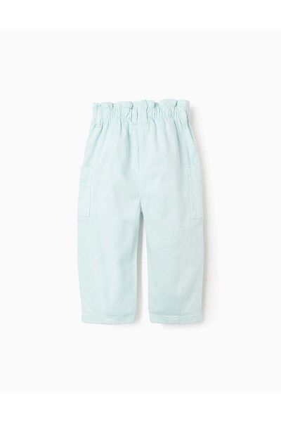 Ziddy Twill Cargo Trousers for Baby Girls 'Paperbag', Blue