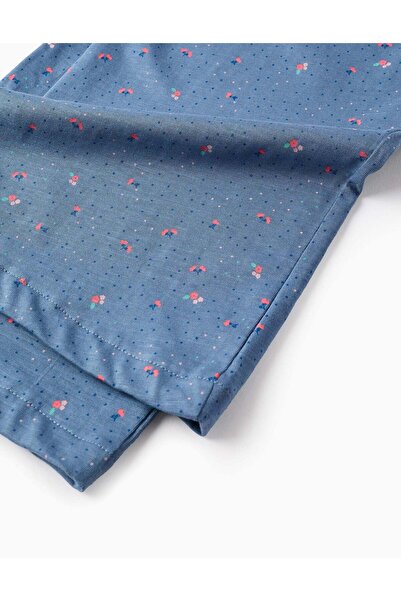 Ziddy Floral Cotton Jumpsuit for Girls, Blue