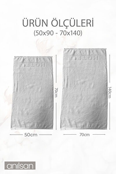 Anılsan Набір білих рушників для готелю, 4 шт., 100% бавовна - 2 рушники для рук 50x90 і 2 рушники для ванної 70x140