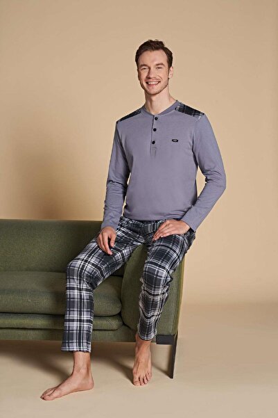 Owersleep Σετ πιτζάμες για νεαρούς άνδρες με πατιλέτες μπροστά |   Πέτρα1526