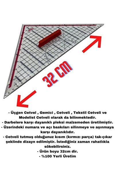 dm dikişmarket Geoderik Cetvel Ve 3'lü Pistole Cetvel Takımı