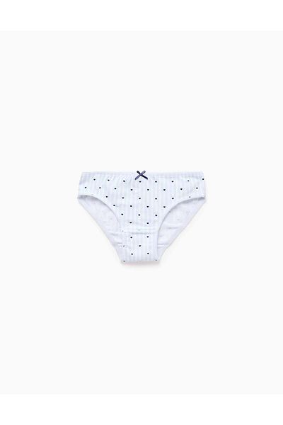 Ziddy Pack of 5 Briefs for Girls 'Stripes & Hearts', White/Blue