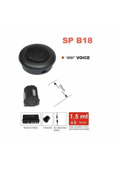 Sentinel Black Parking Sensor - Sound Prompt, VOICE ADJUSTMENT (18 MM)