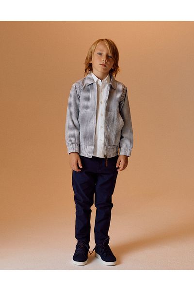 Ziddy Striped Seersucker Jacket for Boys, Blue/White