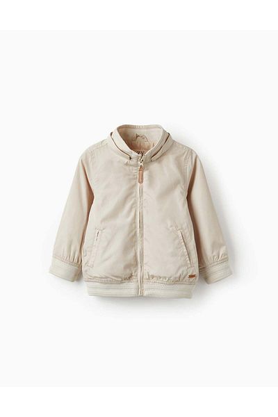 Ziddy Hooded Jacket with Removable Hood for Baby Boy, Beige