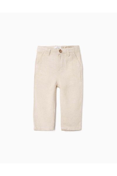Ziddy Linen Trousers for Baby Boys, Beige