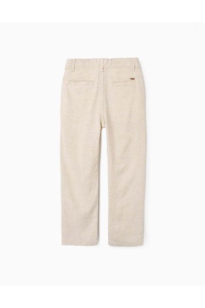 Ziddy Chino Linen Trousers for Boys 'Slim', Beige