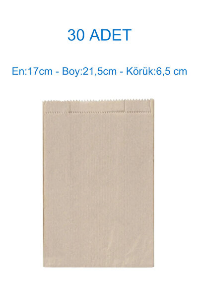 Azazgelsin 30 Adet Simit, Poğaça Kese Kağıdı-kahverengi Şamua Kağıt-(EN:17CM/...