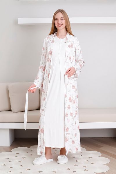 ERDENİZ TEKSTİL Set cămașă de noapte și rochie Melisa / Set cămașă de noapte pentru maternitate și postpartum 2 piese / Cămașă de noapte cu mânecă scurtă