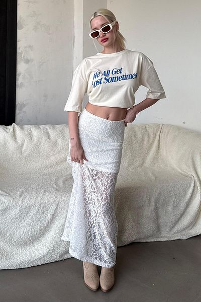Madmext Weißer Spitzenrock für Damen Mg2338