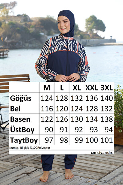 REMSA Fully Covered Hijab Swimsuit on Navy Blue Parachute 25962