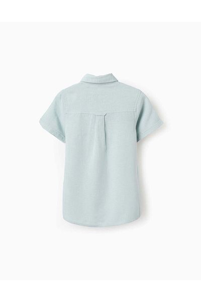 Ziddy Shirt in Viscose, Cotton and Linen for Boys, Aqua Green