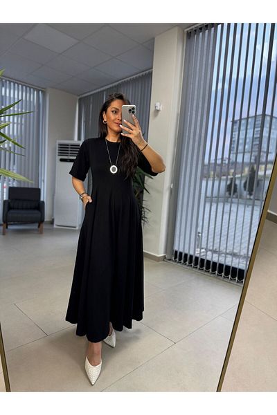 caddstore Dr 8297 Kısakol Combed Black Dress