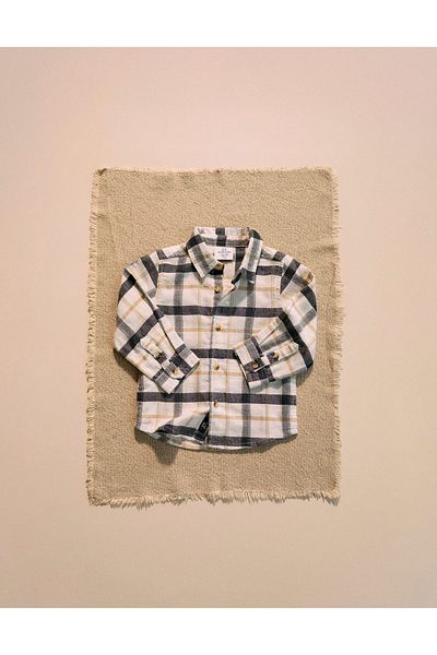 Ziddy Cotton Checked Shirt for Baby Boys 'B&S', White/Grey/Beige