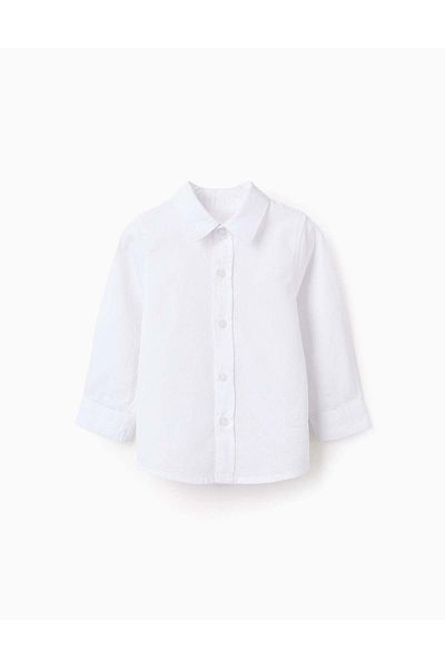Ziddy Cotton Textured Shirt for Baby Boys, White