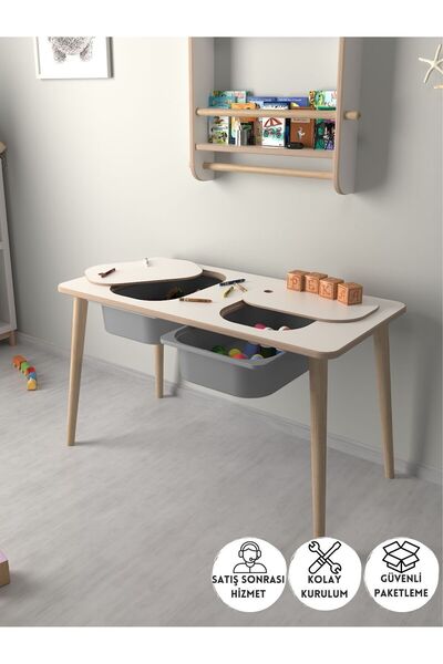 PEKA Çocuk Oyun Ve Aktivite Masası - Gri Sepetli