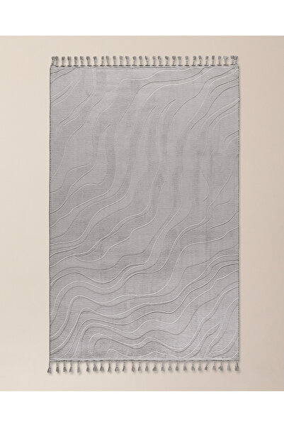 Madame Coco Pluie Rölyef Halı - Gri - 150x230 cm