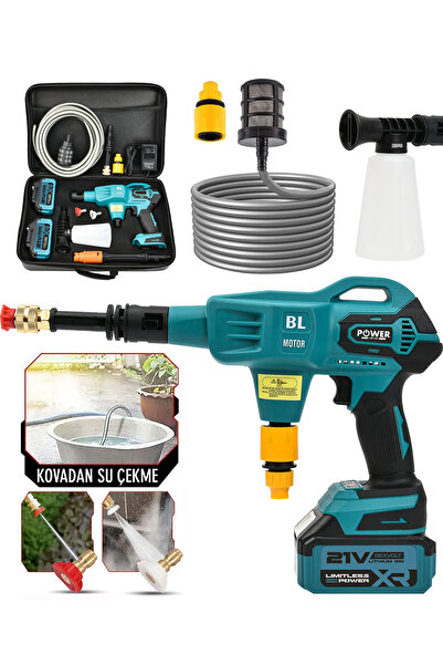 POWER BLACK Kömürsüz Şarjlı Oto Yıkama Makinesi Çift Akülü Bahçe Yıkama Makinasi