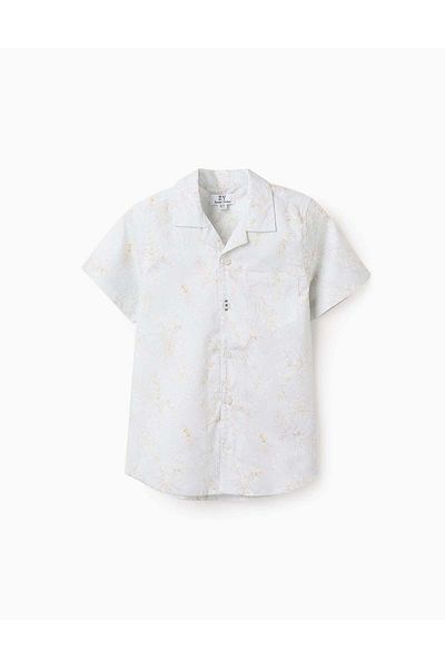 Ziddy Short Sleeve Floral Shirt for Boys, Light Green