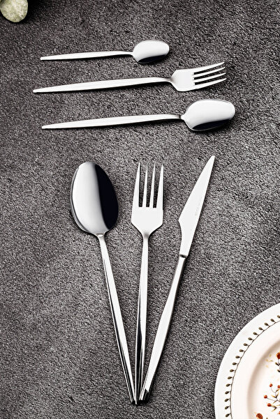 WEYNE Mango Kitchen Helen Silver - 36-Piece Fork Spoon Knife Set for 6 People 18/10 304