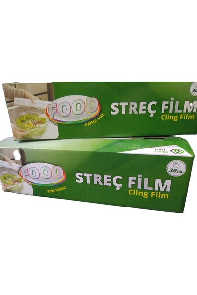 Ecoflex غشاء تغليف الطعام 30 سم × 100 متر 8 ميكرون مع صندوق - بسكين منزلق 1 قطعة