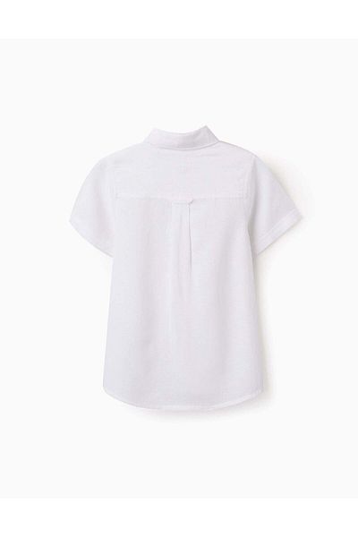 Ziddy Shirt in Viscose, Cotton and Linen for Boys, White