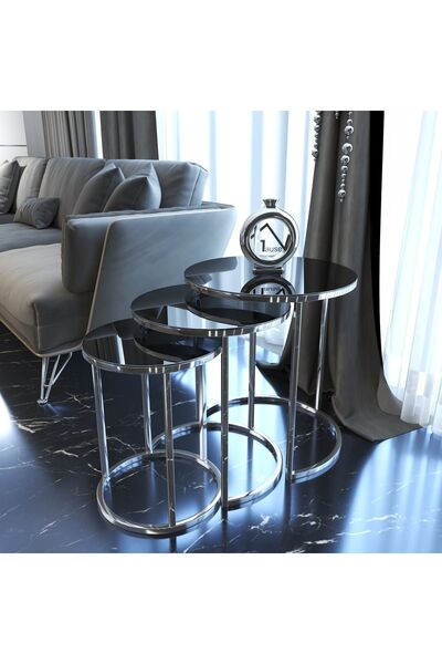 Gmsconcept CZİGON 3LÜ ZİGON SEHPA AYNA BRONZ FÜME GOLD OTURMA ODASI SALON OFİ...