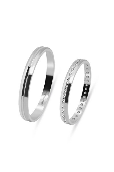 Lilarote Pırlanta Tamturlu İnce Mat Parlak Alyans