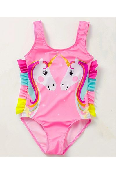 SAPS SAPS Unicorn Printed V Cut Swimsuit - Pink