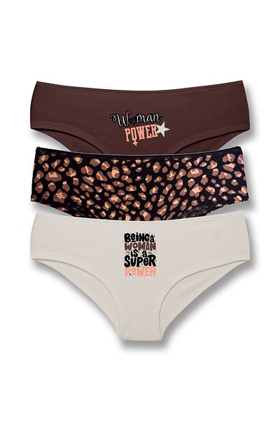 HNX Cotton Patterned and Printed Hipster Women's Panties 3 Pcs