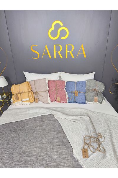 sarra 220X240 Double Muslin Bed Cover - Gray