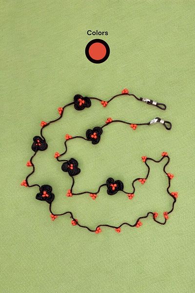 nftart.design Beads and Embroidered Flowers - Handmade Glasses String Strap