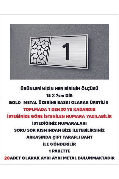 ALFA REKLAM AJANSI Hotel Door Table Apartment Door Gold Color Number 1 to 20 Ye