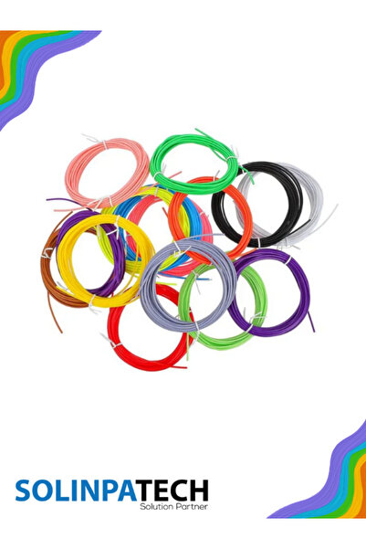 SolinpaTech 3d Kalem Pla Filament Seti 50 Metre (10 RENK) | 3d Yazıcı Ve Kalem Uyumlu Renkli Filament