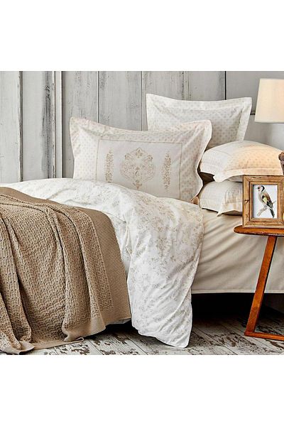 ÇIRPAN EV Karaca Home Eldora Gold Double Personality Duvet Cover & Knitted Blanket Set