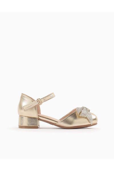 Ziddy Sparkly Shoes with Heel for Girls, Gold