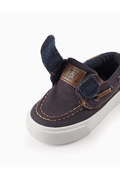 Ziddy Twill Deck Shoes for Baby Boys, Dark Blue