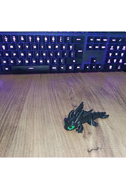 Tasarım 3d Baskılı Mini Ejderha Figürü / Ejderhanı Nasıl Eğitirsin? Gecenin Öfkesi Siyah Ejderha