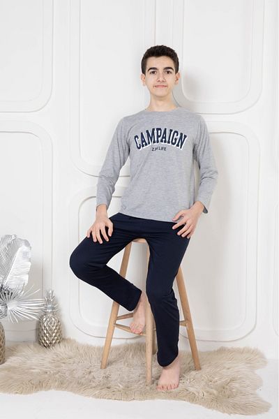Pyjama Familya Boy's Thin Long Sleeve Figured Pajama Suit