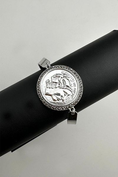 Modex Silver Color Medallion Figured Marcasite Stone Bracelet (18cm)