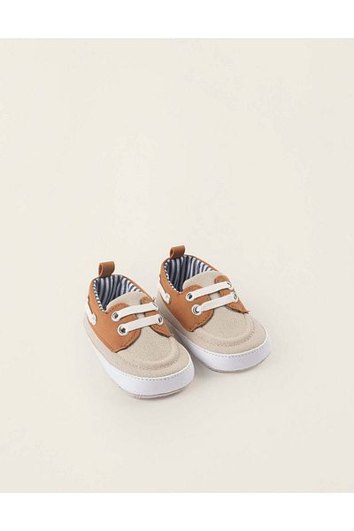 Ziddy Deck Shoes for Newborns, Beige/Camel