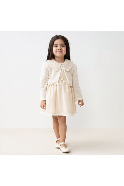 miomini Stylish Baby Girl Dress with Mesh Muslin Bolero between 6-24 Months