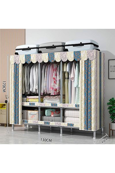 COOYA Portable Closet, with 3 Hanging Rods and 6 Storage Shelves,Stable and Easy Assembly  (170x130x45)
