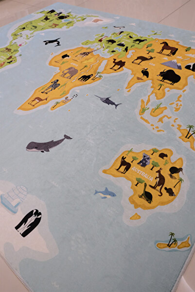 DEKOMOD Katlanabilir Kılıf Hediye Oyun Matı Halı Türkçe İngilizce Kelime Öğrenme Çocuk Bebek Odası