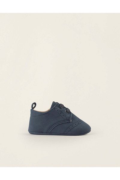 Ziddy Brogue Shoes for Newborns, Dark Blue