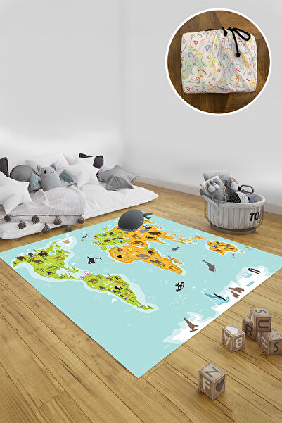 aymira home Katlanabilir Kılıf Hediye Oyun Matı Halı Türkçe İngilizce Kelime Öğrenme Çocuk Bebek Odası