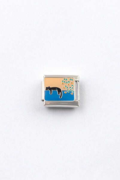 Sortie Aksesuar Dalda Yatan Kedi ve Ağaç Figürlü Paslanmaz Çelik İtalyan Char...