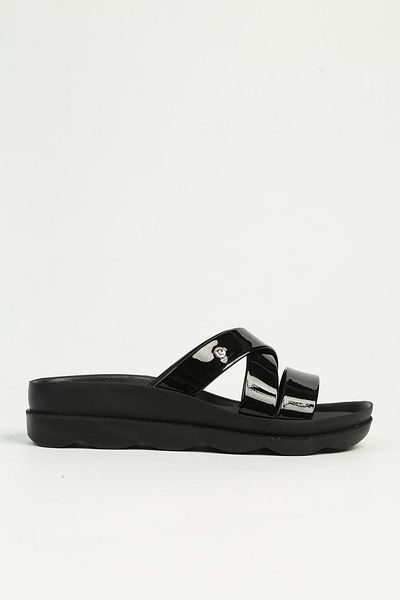Pierre Cardin Black Patent Leather Women's Slippers Pc-7509